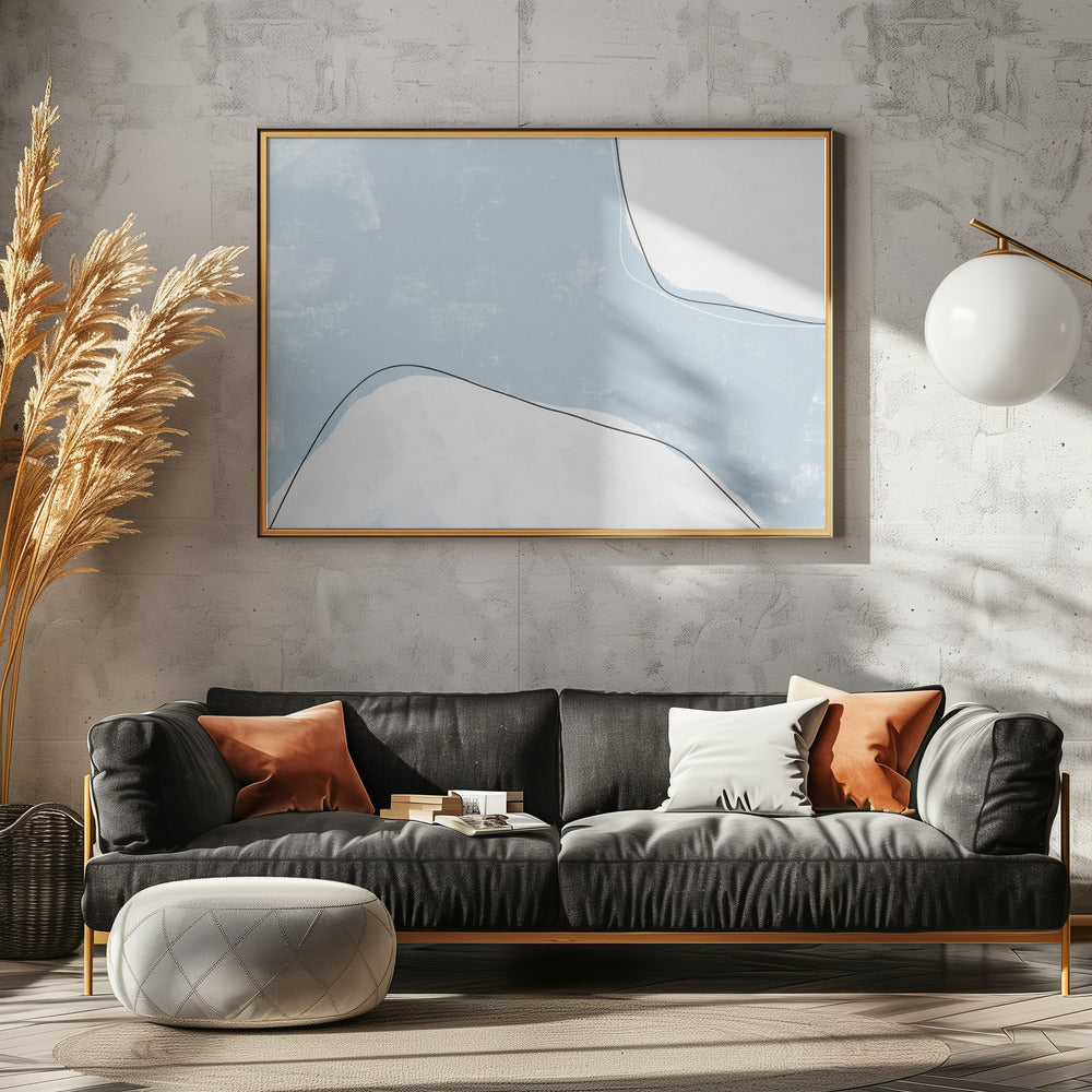 Blue And White Tones With Fluid Lines | Canvas
