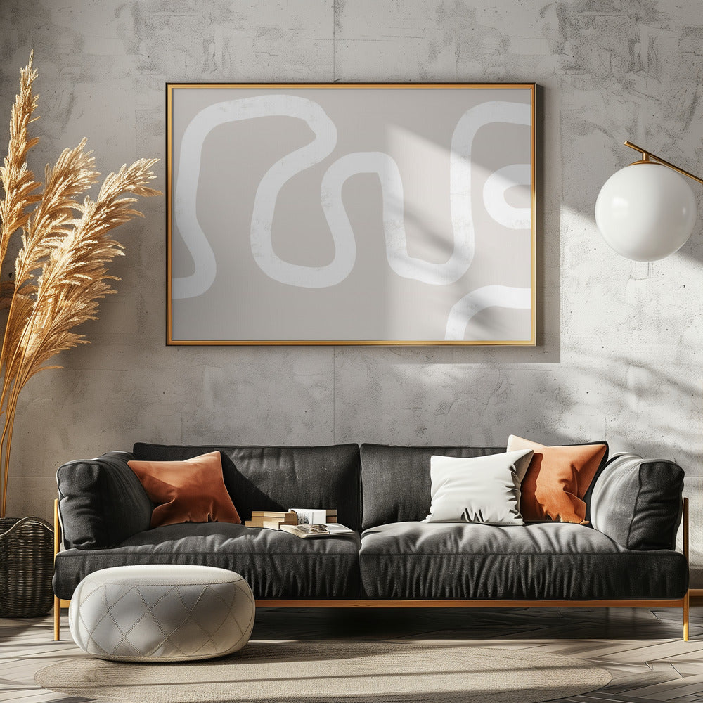 Fluid White Lines On A Beige Background | Canvas