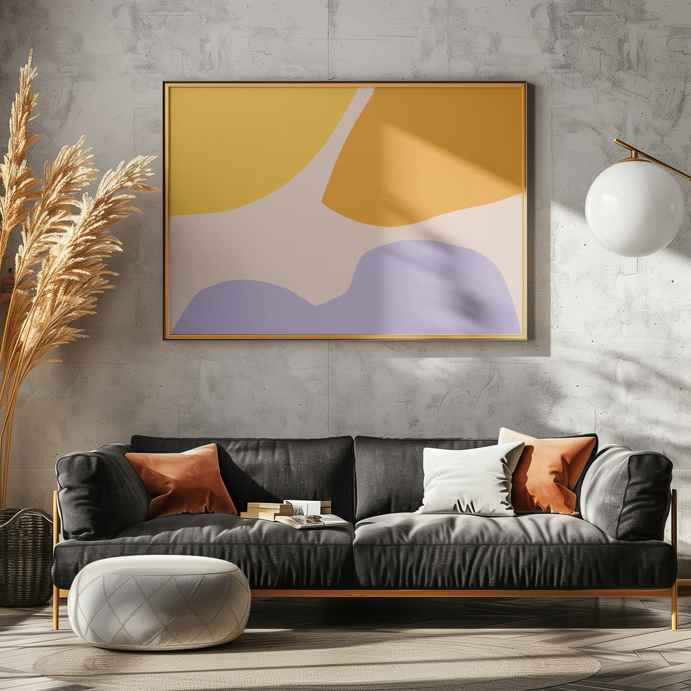 Weiche Pastellformen in Gelb, Orange und Lila | Leinwand