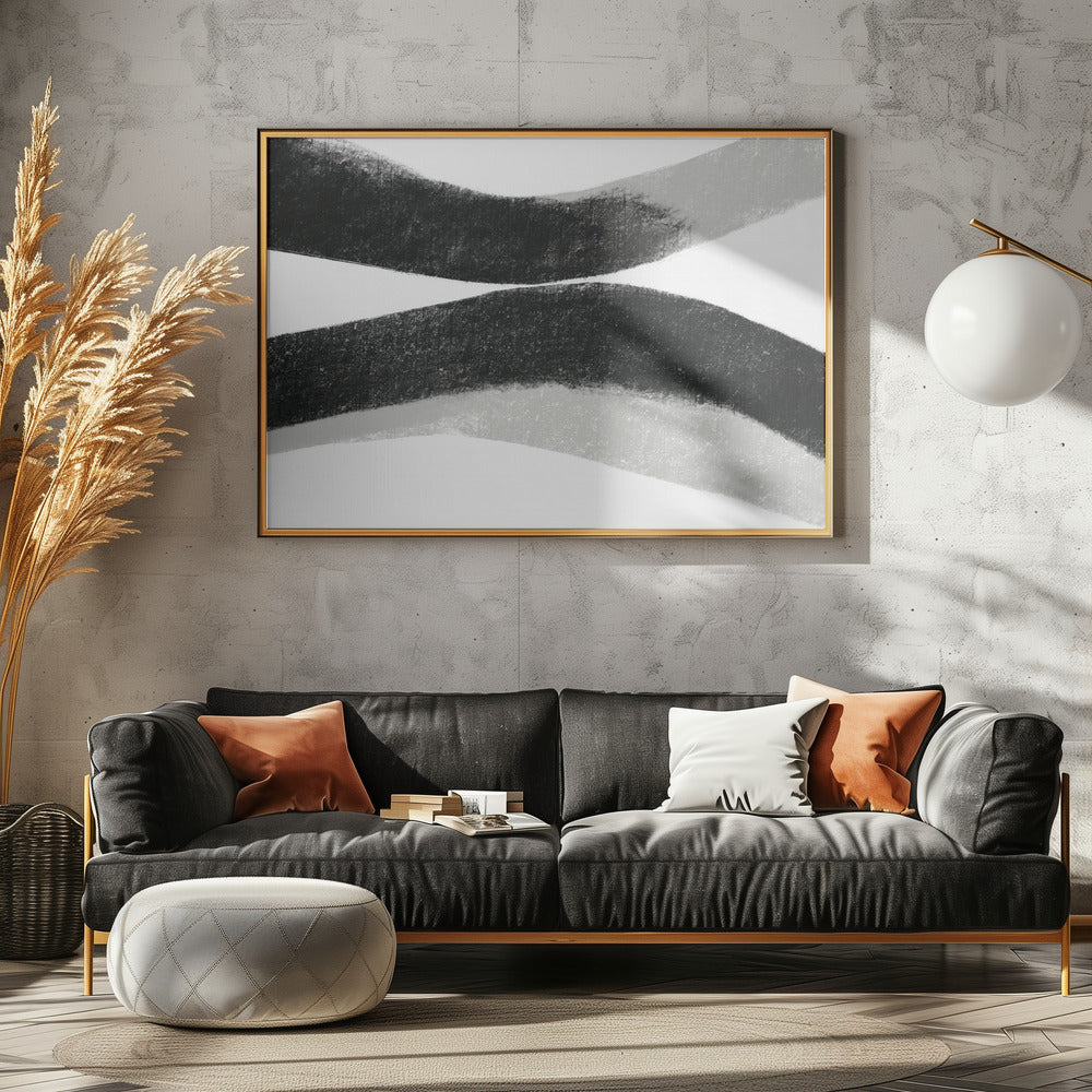 Black And Grey Strokes On A White Background | Poster
