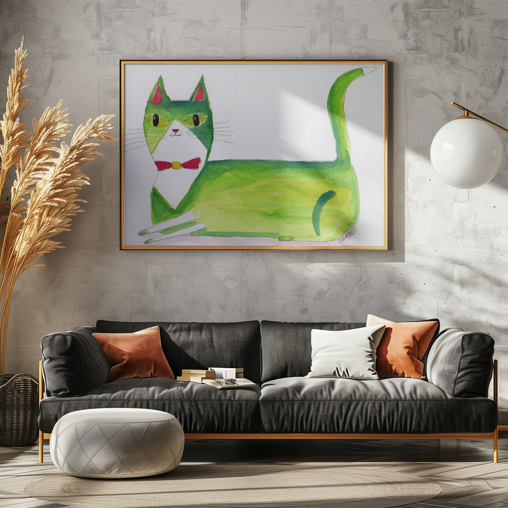 Die grüne Katze | Leinwand