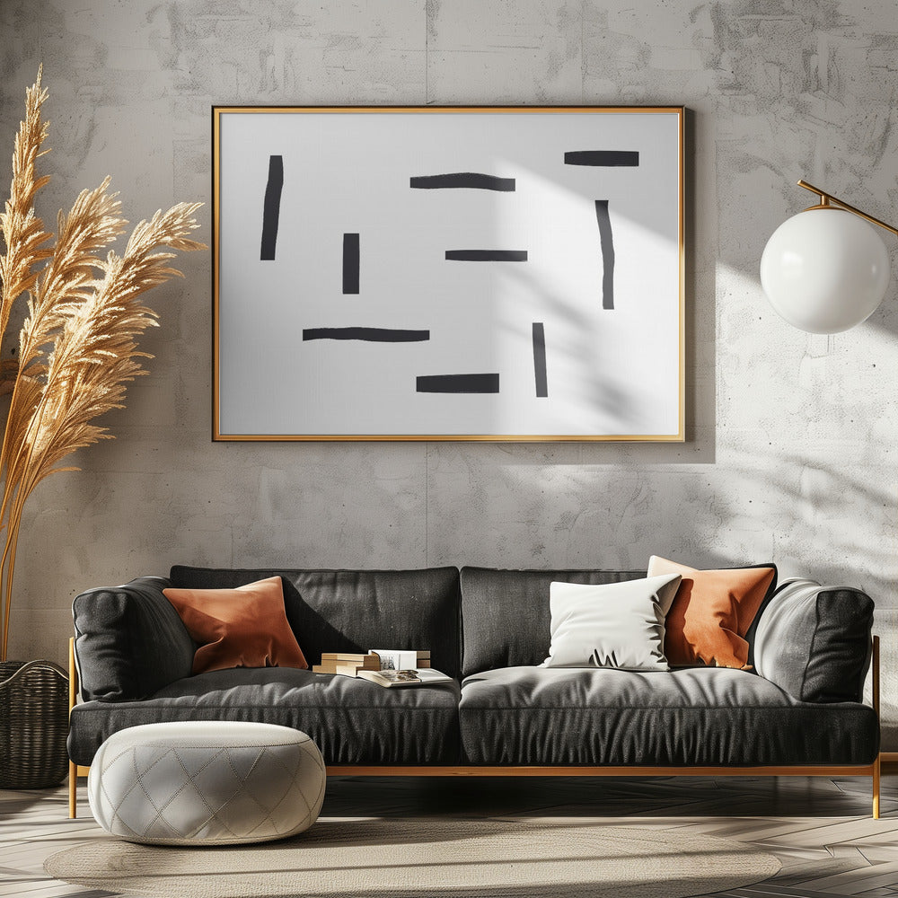 Schwarze Linien auf weißem Hintergrund | Leinwand