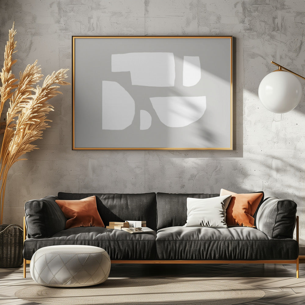 Minimalistische weiße Formen | Leinwand
