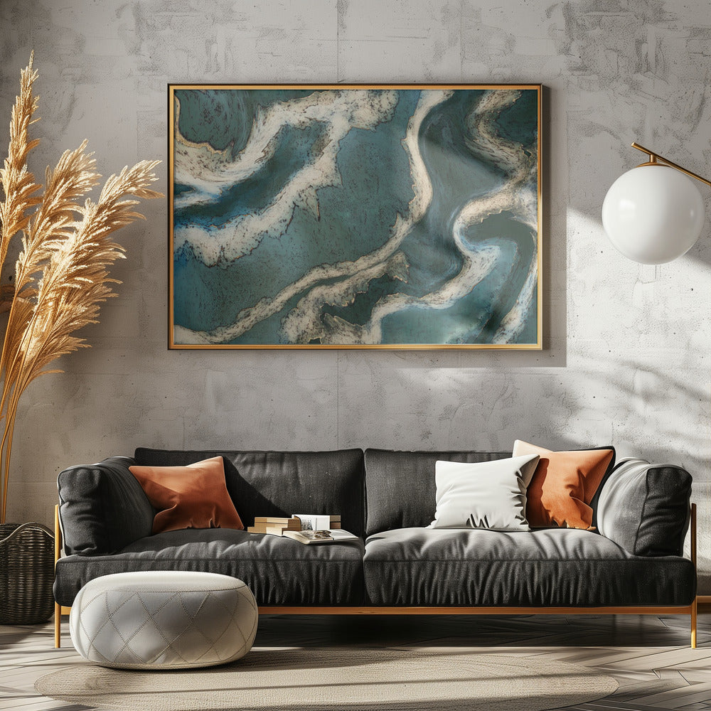 Alkoholtinte Grün Gold | Leinwand