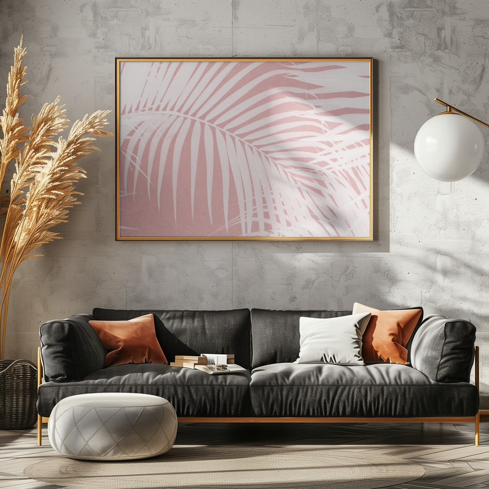 Palm Leaves On Pink Silhouette IV | Poster