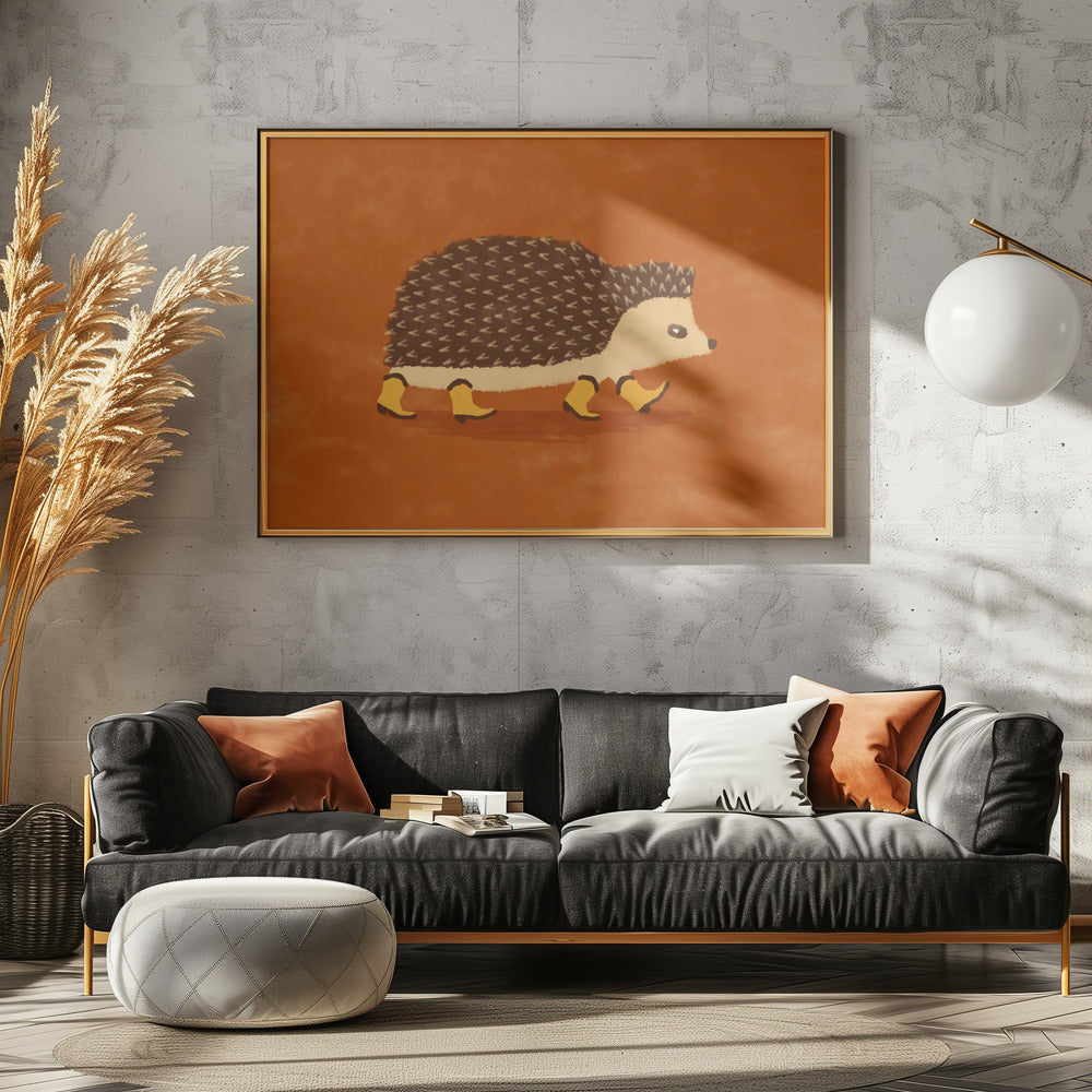 Sonny der Igel rennt in Cowboystiefeln | Leinwand