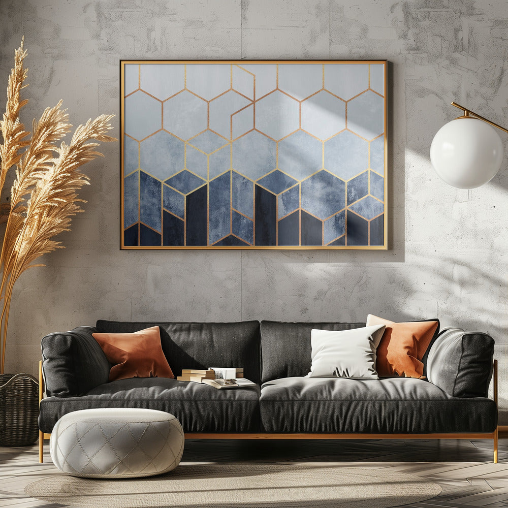 Weiche blaue Sechsecke | Leinwand
