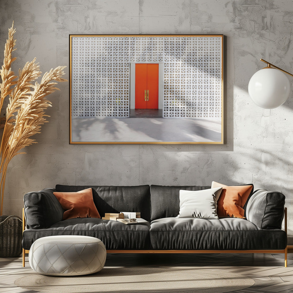 Parker Orange Türen und Breezeblock Wand | Leinwand