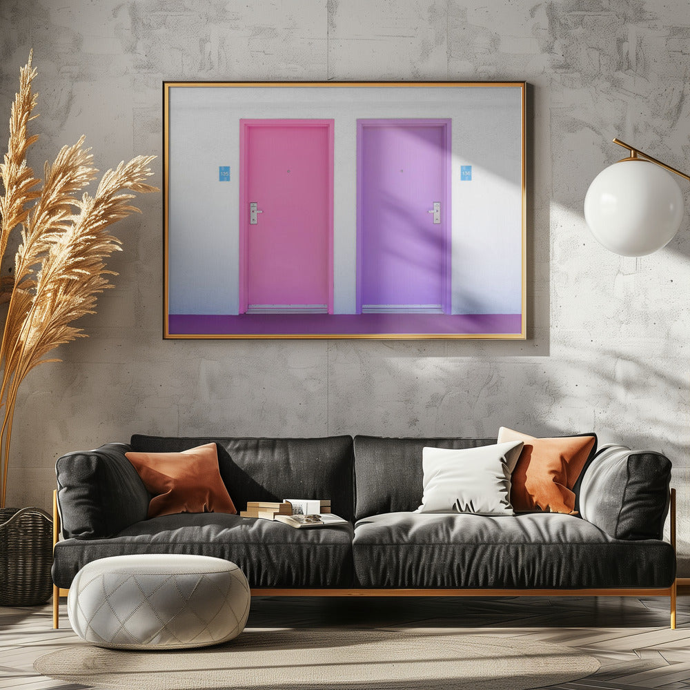Rosa und lila Türen am Saguaro | Poster