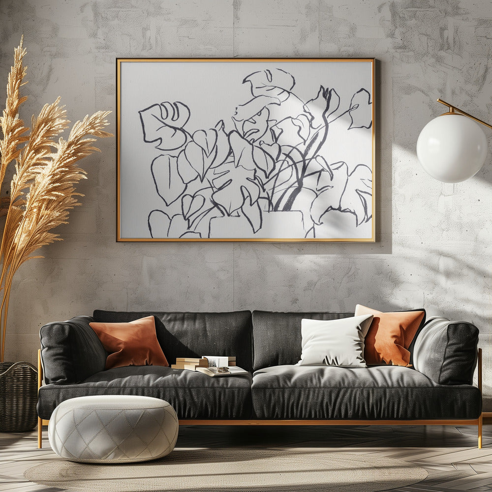 Schwarz-Weiße Monstera Klein | Leinwand