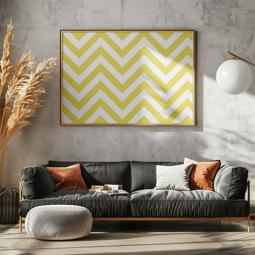 Chevron Gelb und Weiß | Leinwand