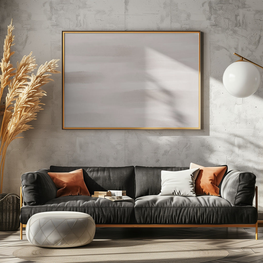 Horizontale Pinselstriche in sanften Beige- und Grautönen | Leinwand