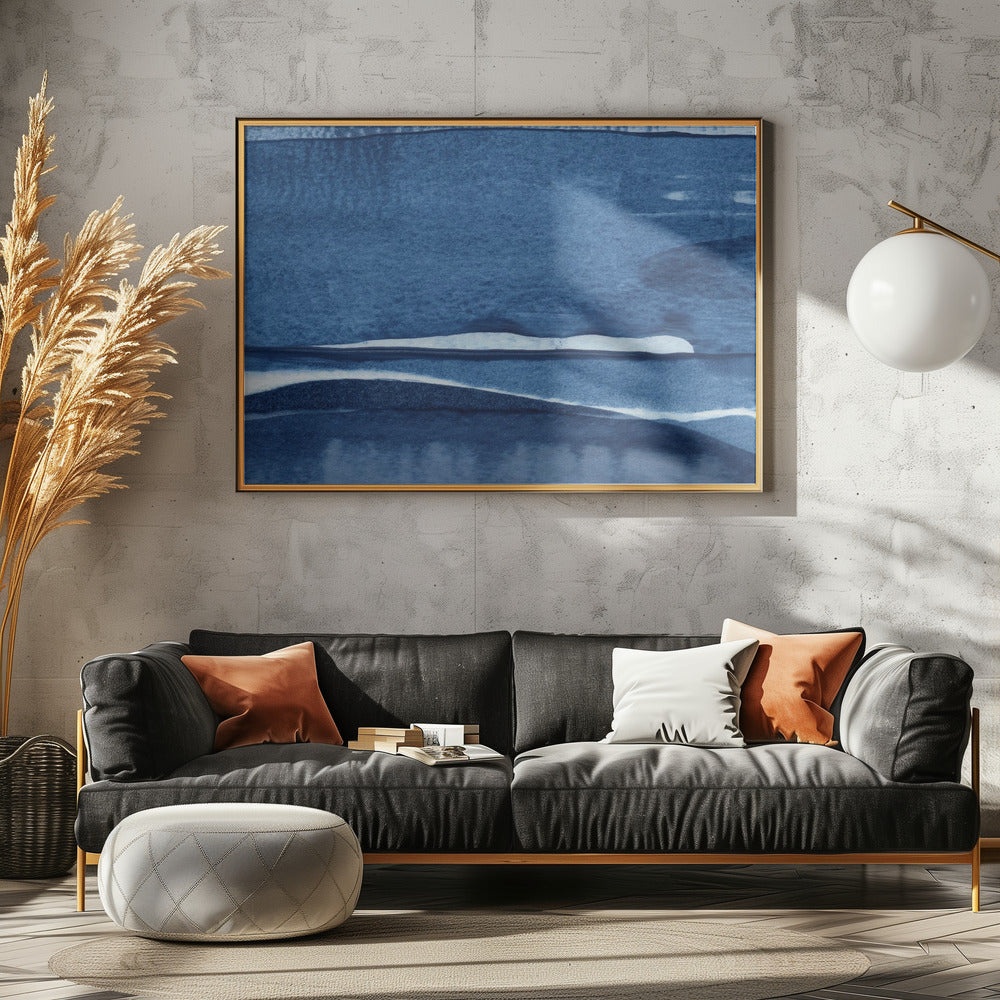 Blaue Aquarellwellen | Poster