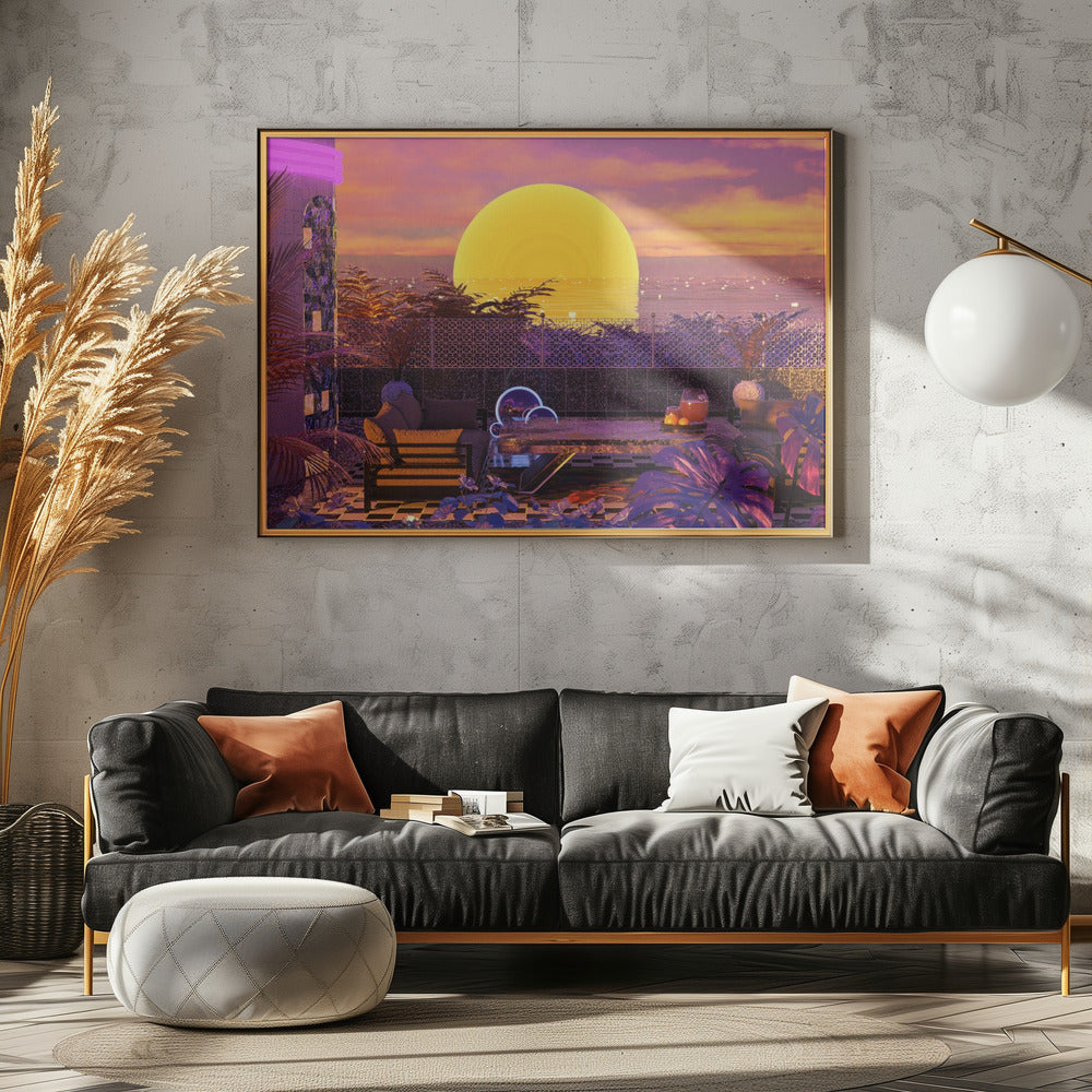 Retro-Futurismus Vaporwave Sonnenuntergang | Poster