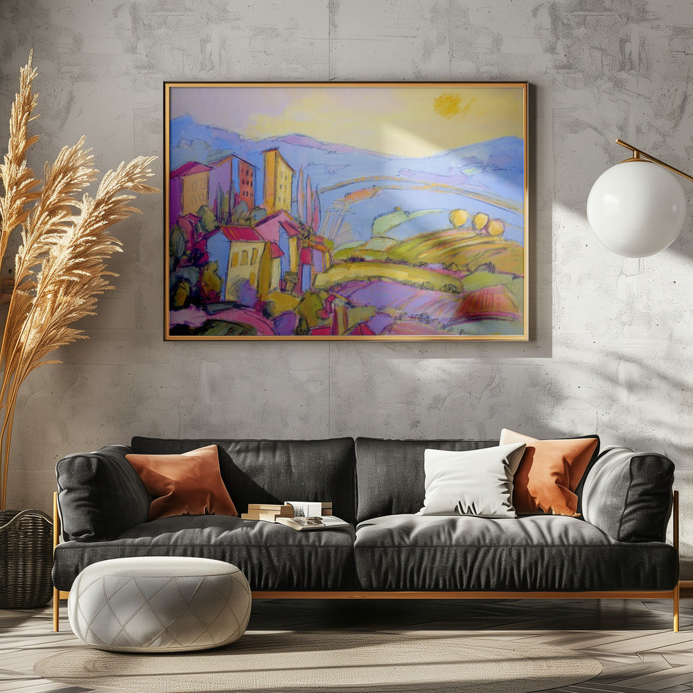 Sonnenbeschienene Landschaft | Leinwand