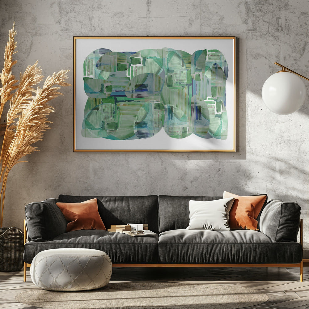 Green Cluster of Abstract Shapes 1 | Poster