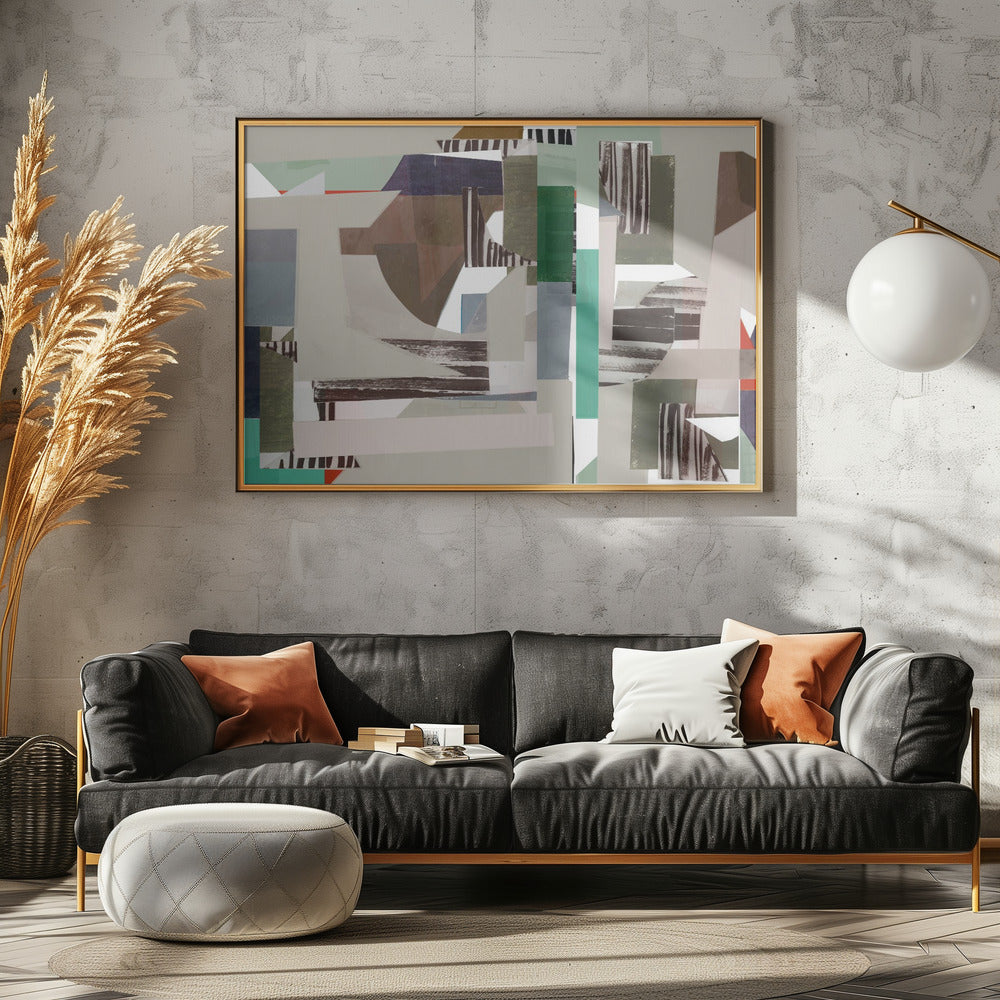 Abstraktes Hardedge-Bild in Mint- und Blautönen 4 | Leinwand