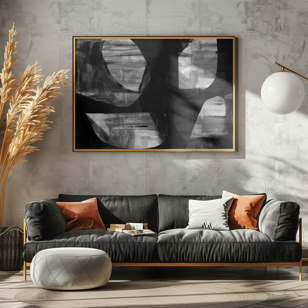 Abstract Black Night Shapes 3 | Canvas