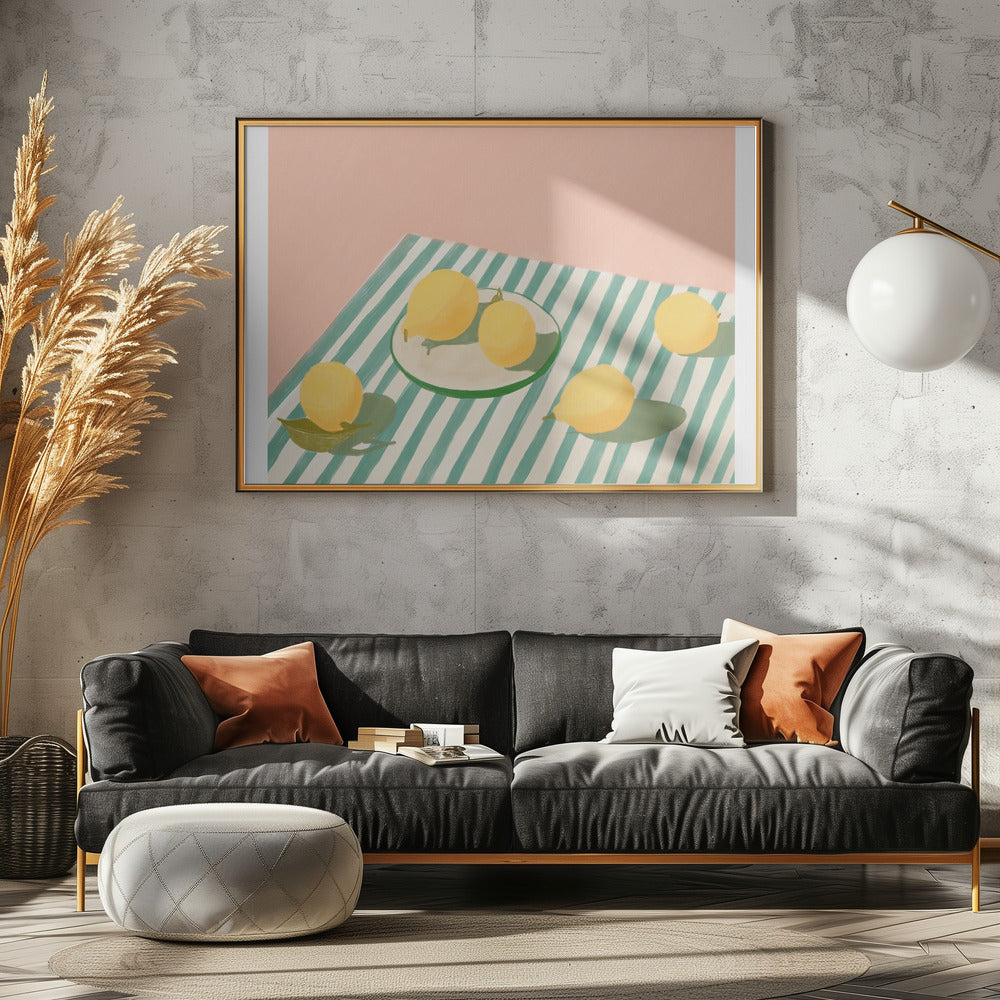 Zitronen und Streifen | Leinwand
