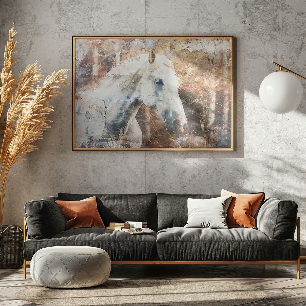 Pferd Tier Vintage Kunst Illustration Wandkunst 05 | Leinwand