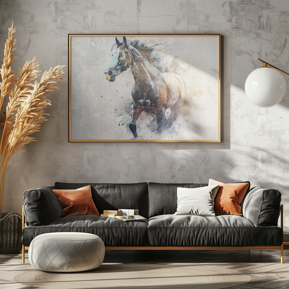 Pferd Tier Vintage Kunst Illustration Wandkunst 09 | Leinwand