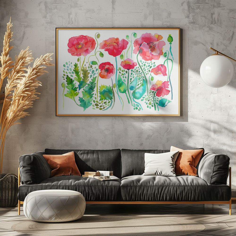 Rote Frühlingsmohnwiese | Leinwand