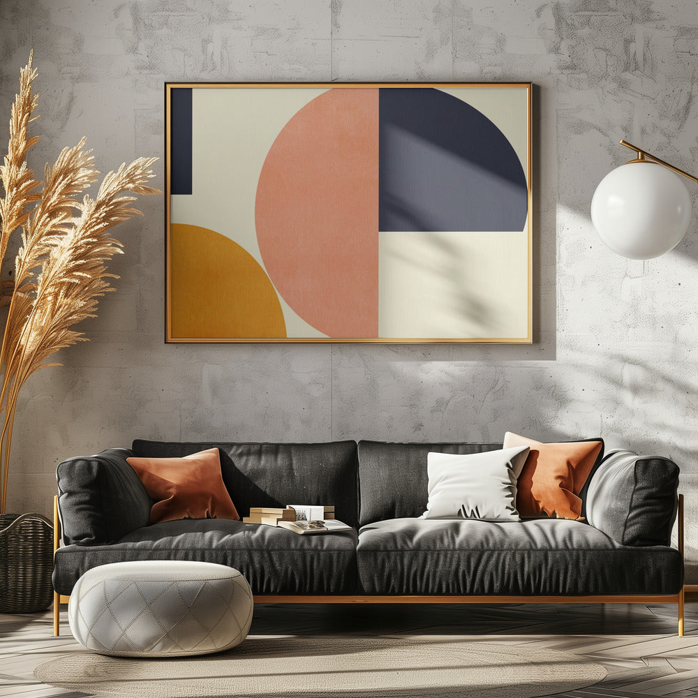 Regenbogen Plus Formen Blau Senf2 | Leinwand
