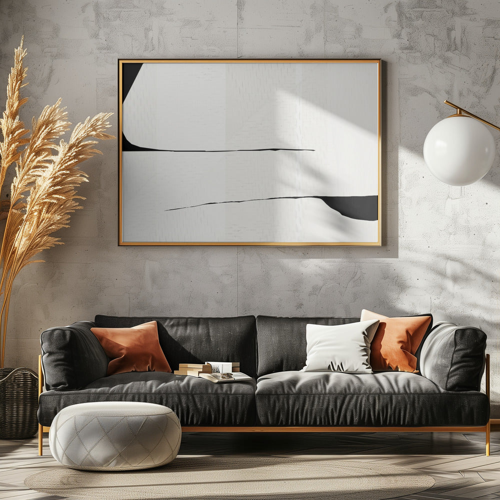 Black Stroke and White Woven Art 3 | Canvas
