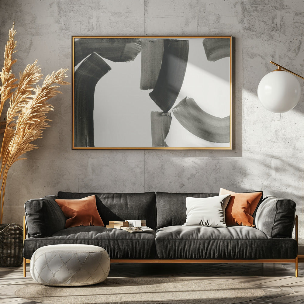Monochrome Abstract Black Shapes 1 | Canvas