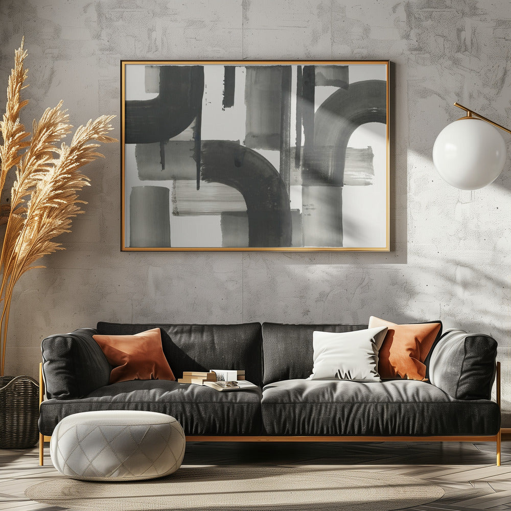 Monochrome Abstract Black Shapes 2 | Canvas