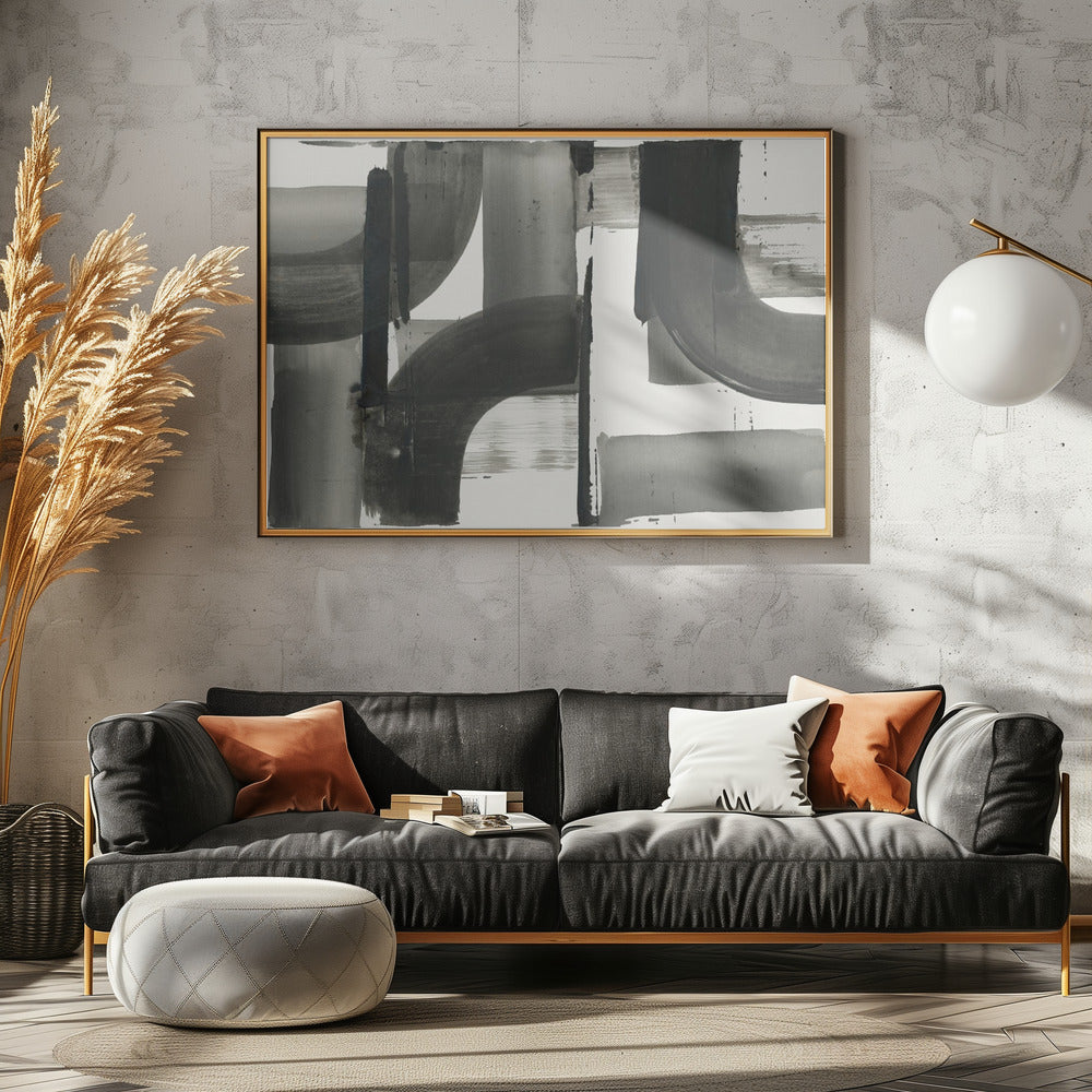 Monochrome Abstract Black Shapes 3 | Canvas
