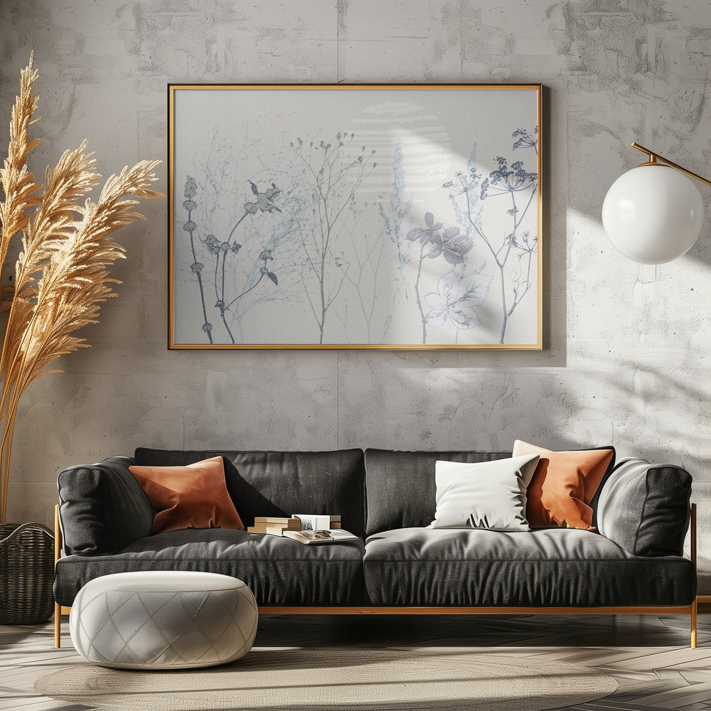 Beruhigende Atmosphäre auf Pflanzenbasis, sanftes Blau | Poster
