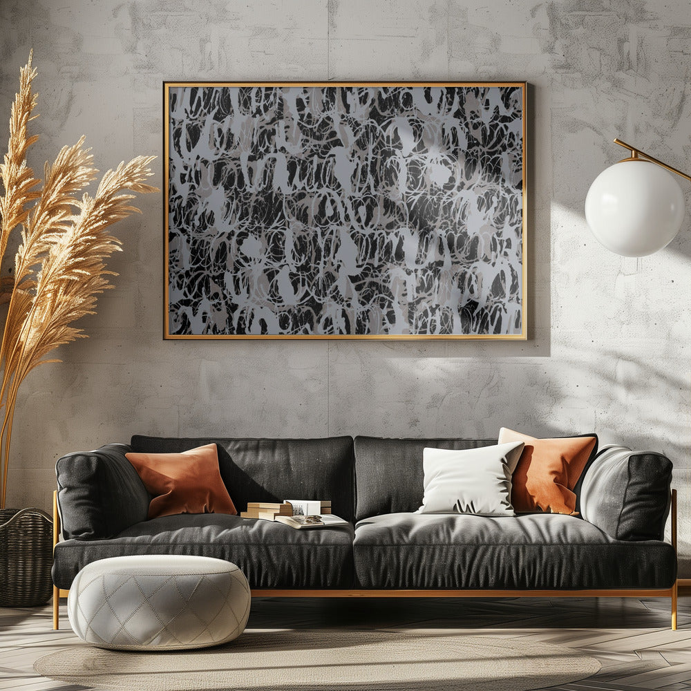 Abstrakte Tintenwirbel Blau Schwarz | Leinwand