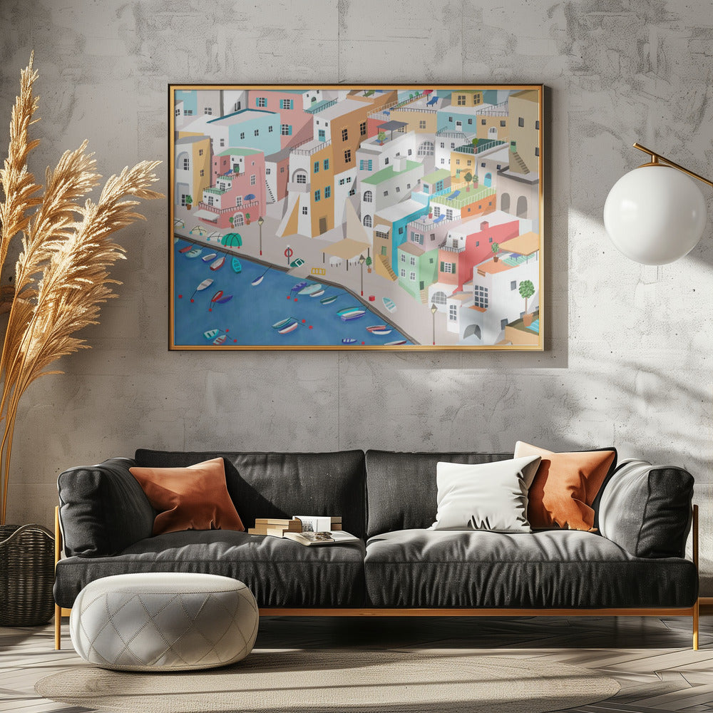 Sunny Seaside Village Summer Fun By Carla Daly | Canvas