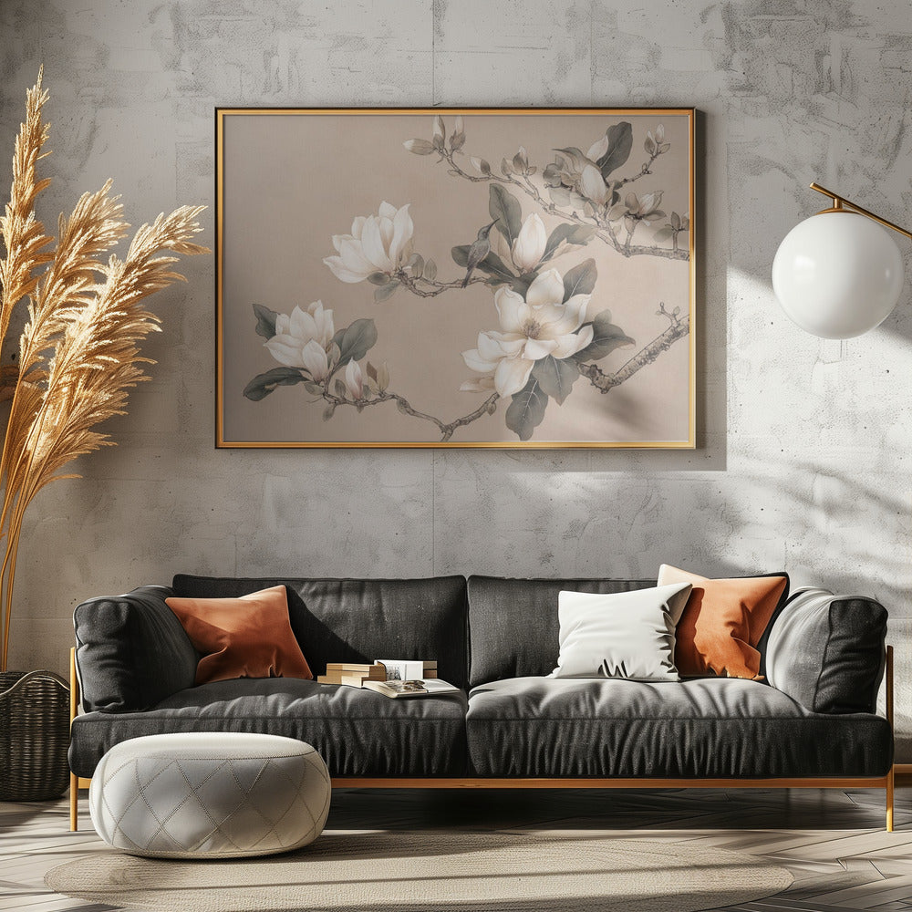 Chinoiserie Magnolienvogel 001 | Leinwand