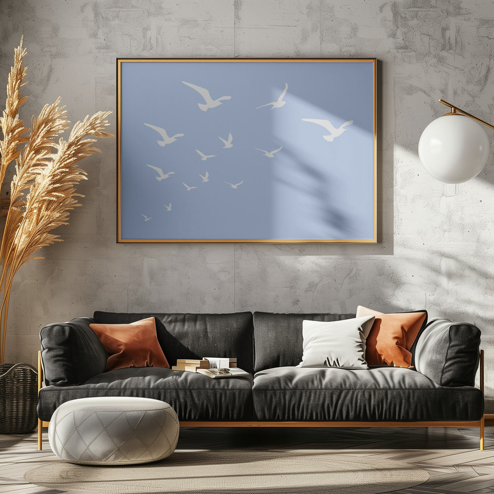 Möwen Blauer Hintergrund | Poster