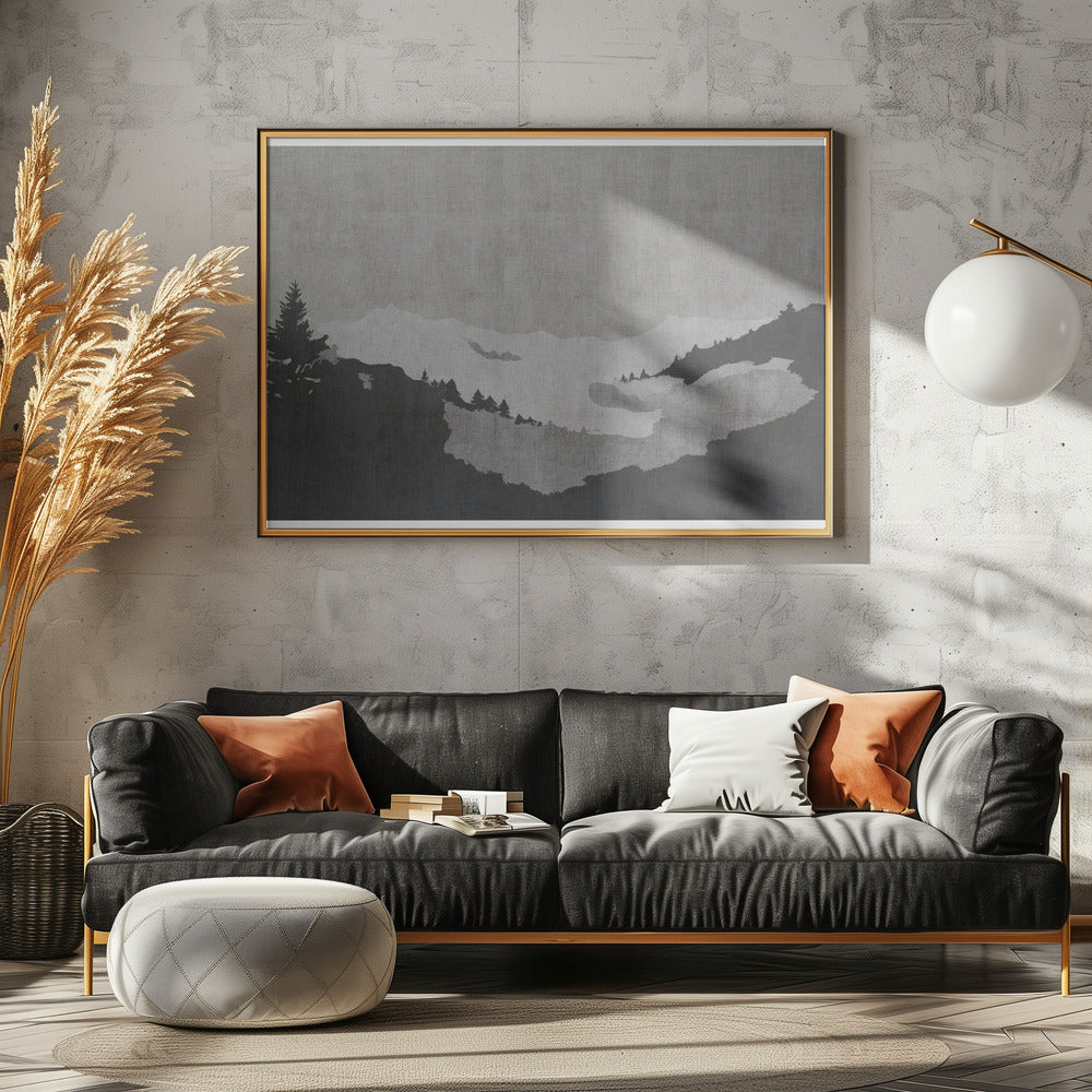 Neblige Seelandschaft im Tusche-Stil | Poster