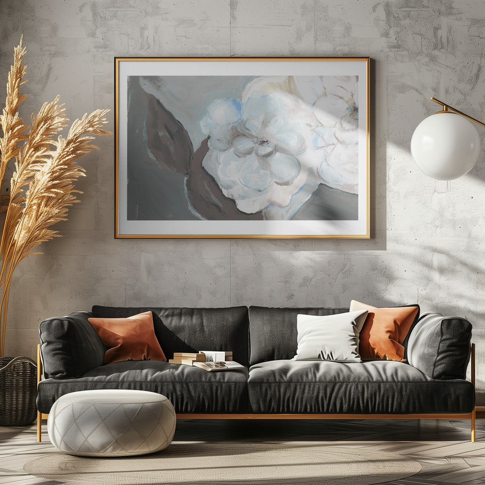 Weiße Blütenblätter und Schatten | Poster