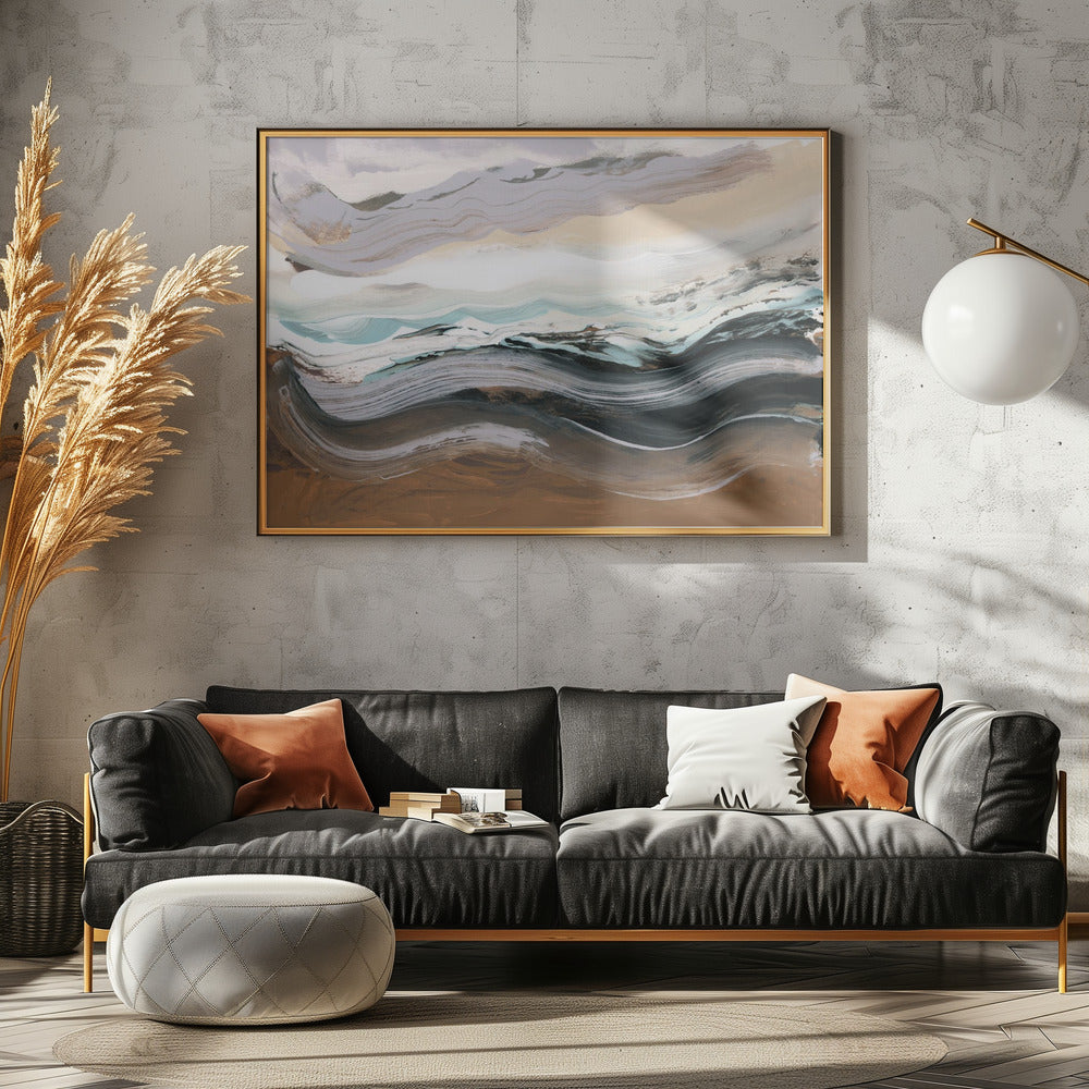 Abstrakte Landschaft Wellen Mokka | Poster