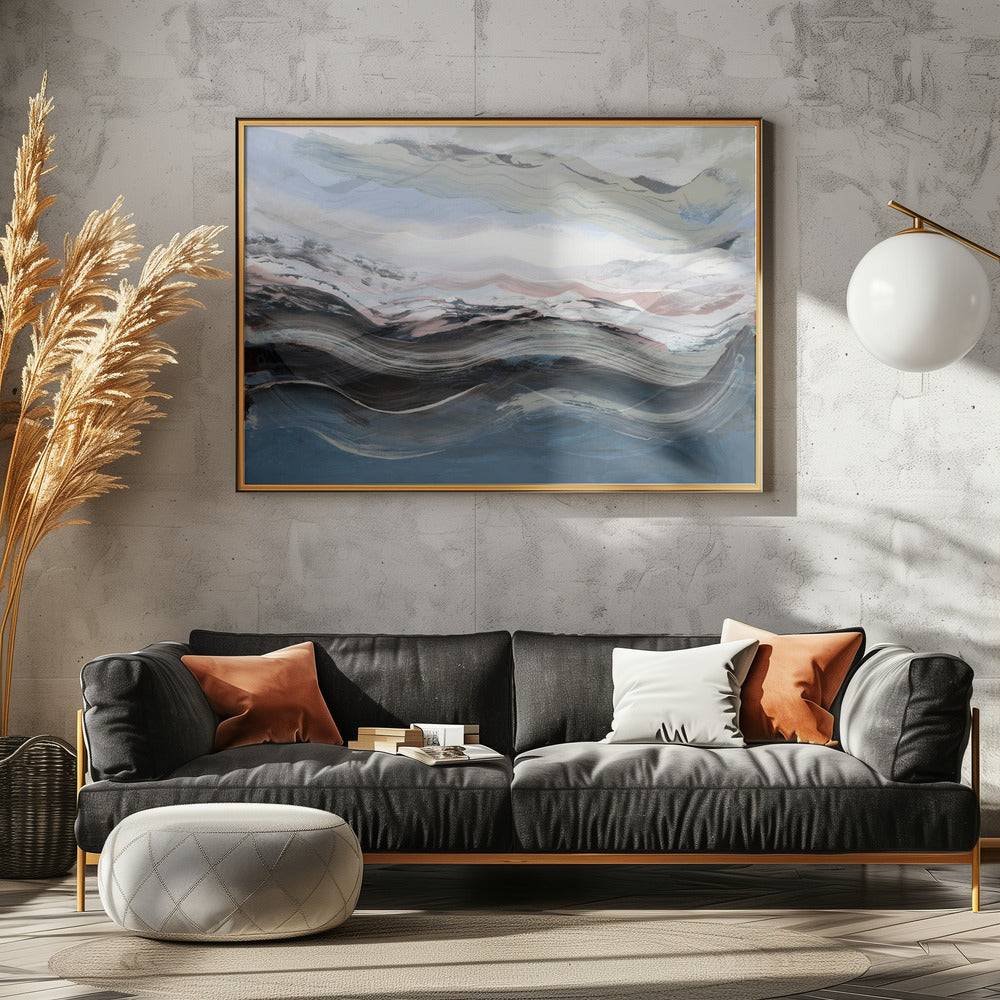 Abstrakte Landschaft Wellen Blau | Poster