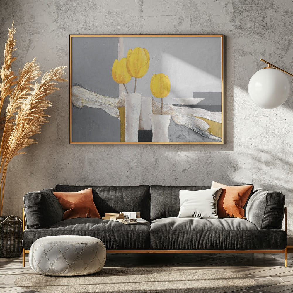 Goldenes Tulpentrio | Leinwand