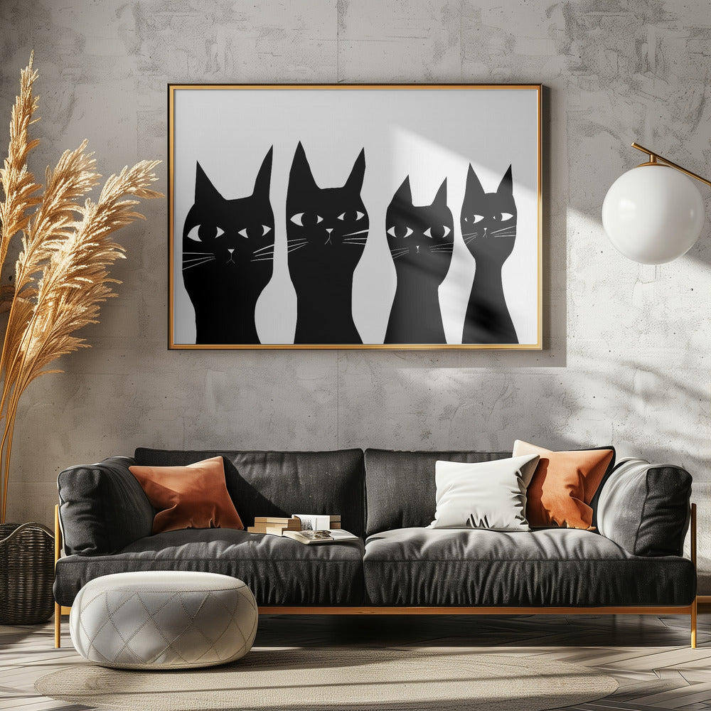 Vier schwarze Katzen | Poster