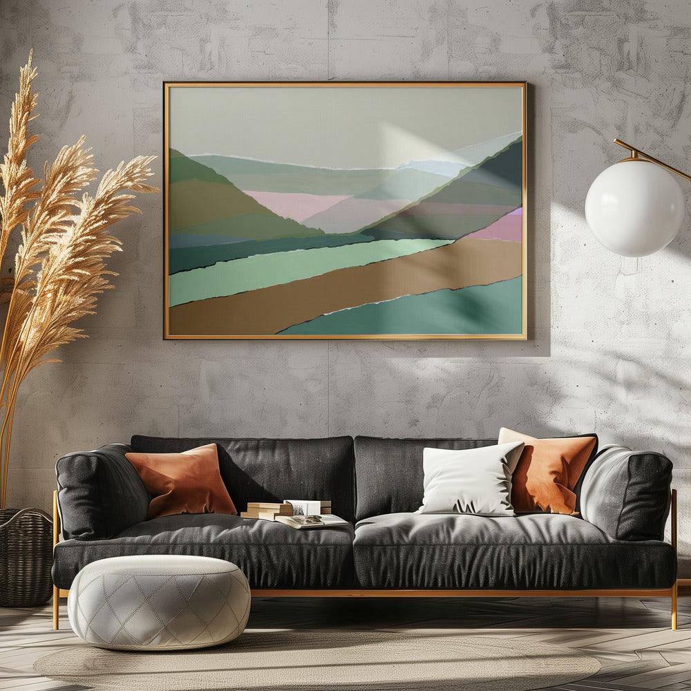 Geschichtete Berge und Täler in gedämpften Erdtönen | Poster