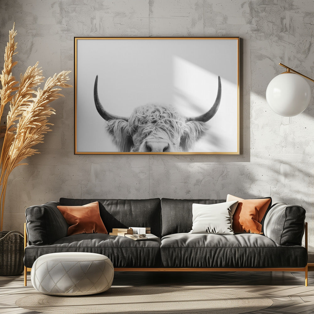 Spähende Kuh SW | Leinwand