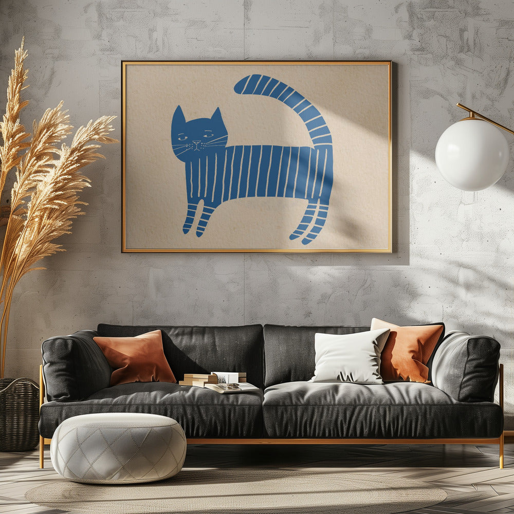 Blaues Katzen-Kinderzimmer | Leinwand