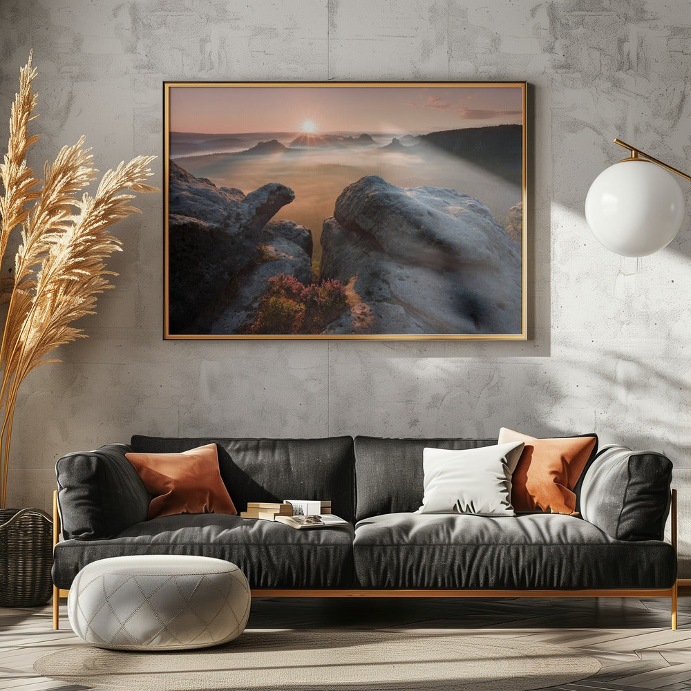 Sonnenaufgang auf den Felsen | Poster