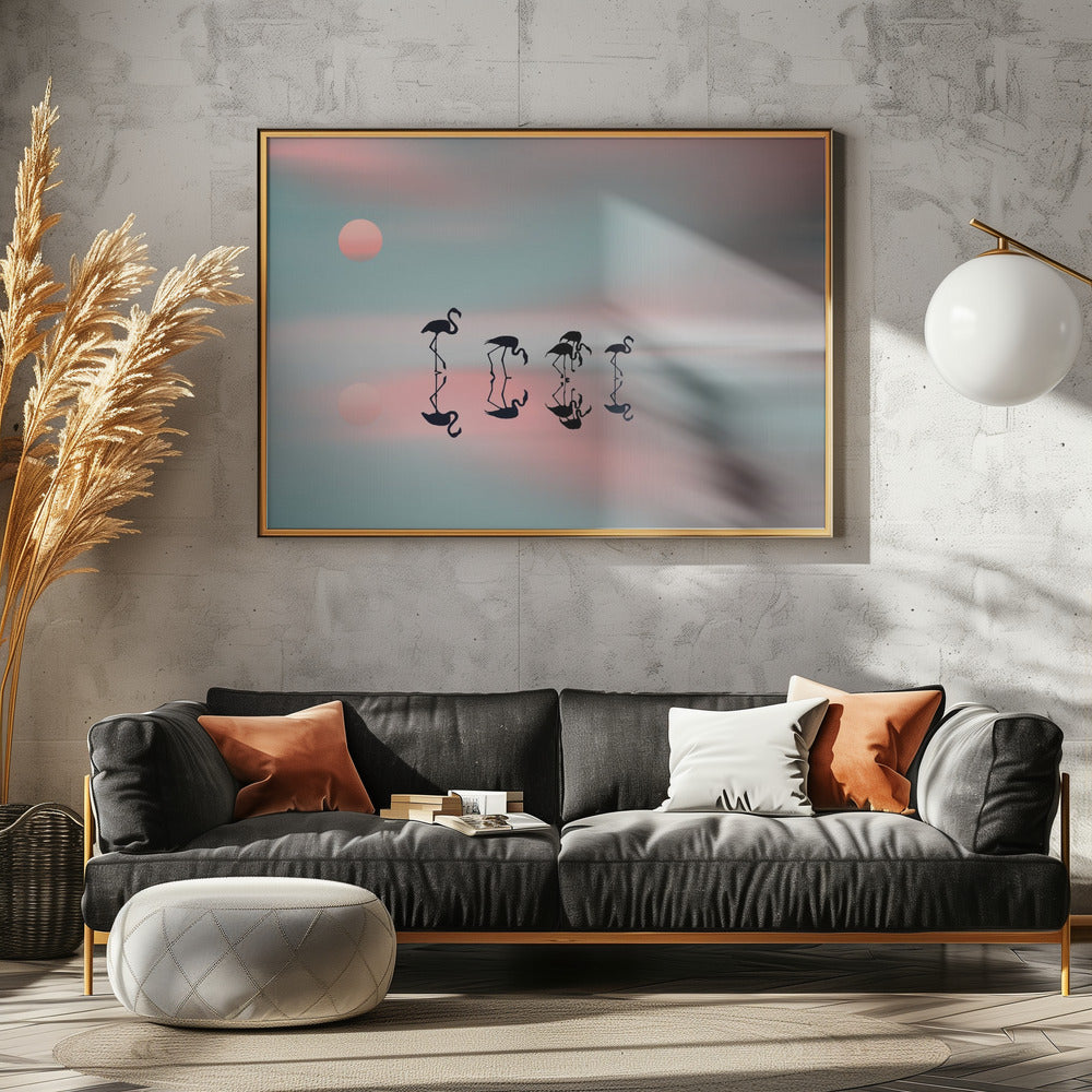 Flamingos-Familie. | Leinwand