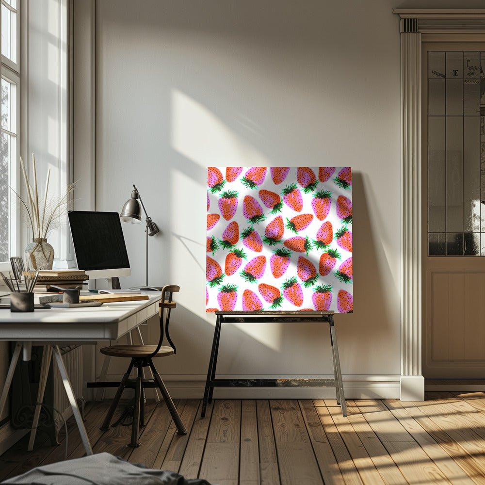 Lavendel Rote Erdbeeren Obst | Leinwand