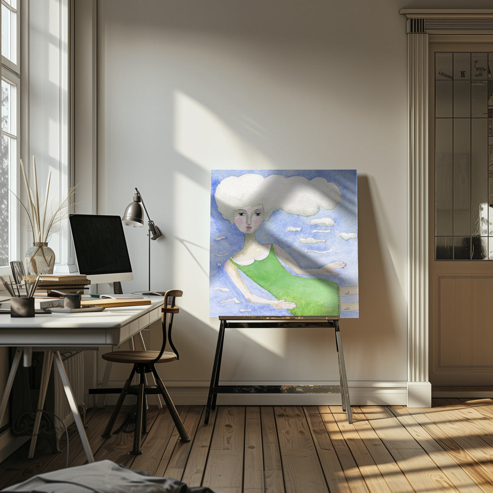 Kopf in den Wolken | Leinwand