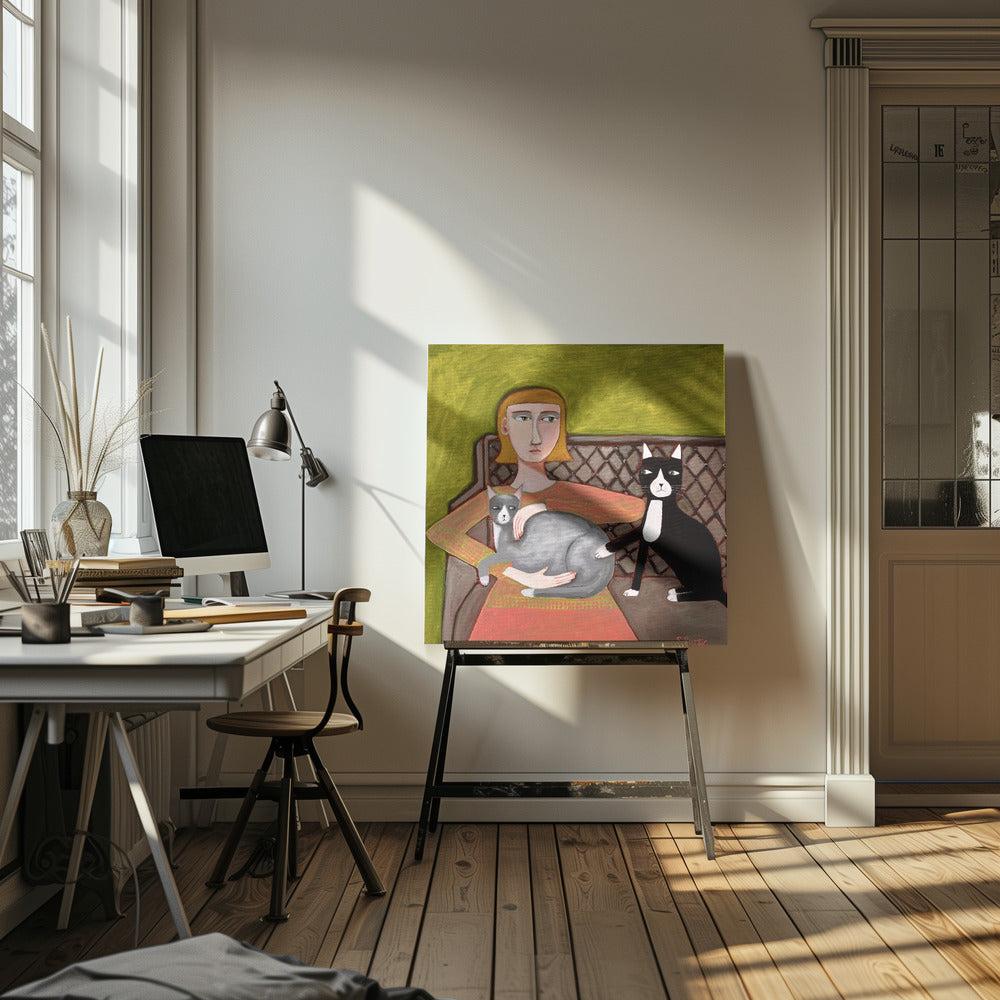 Die eifersüchtige Katze | Leinwand